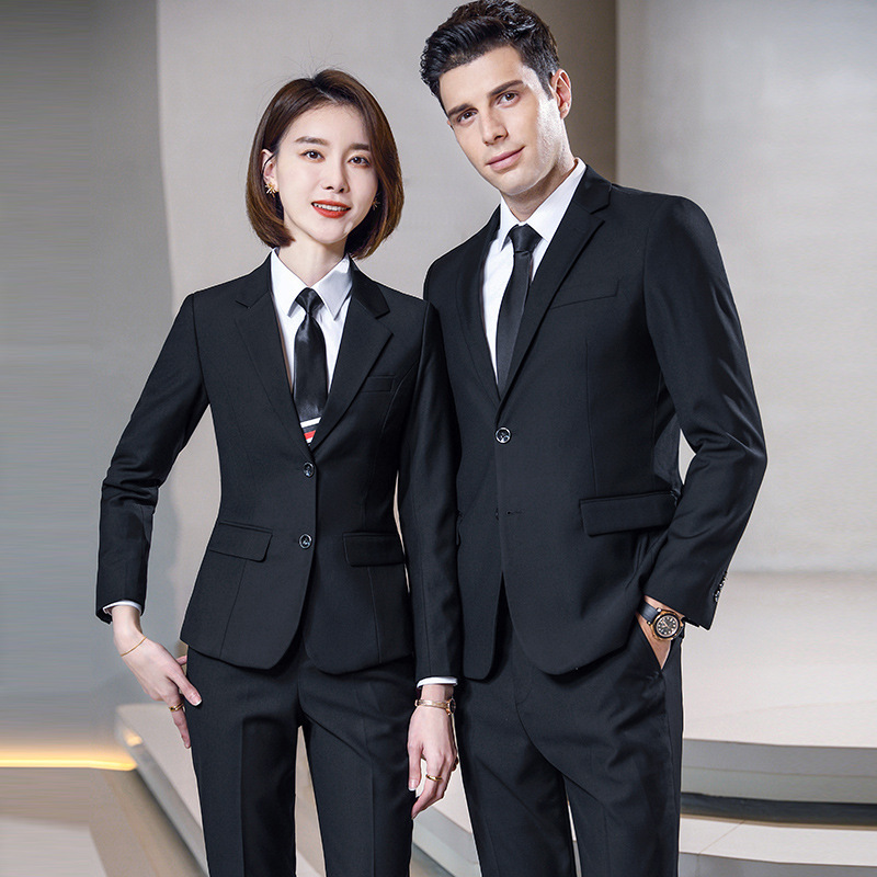 Men's and Women's Suits, Black Business Formal Wear, Old Teacher Work Clothes, Bank Slim-Fit Professional Suits for Commuting