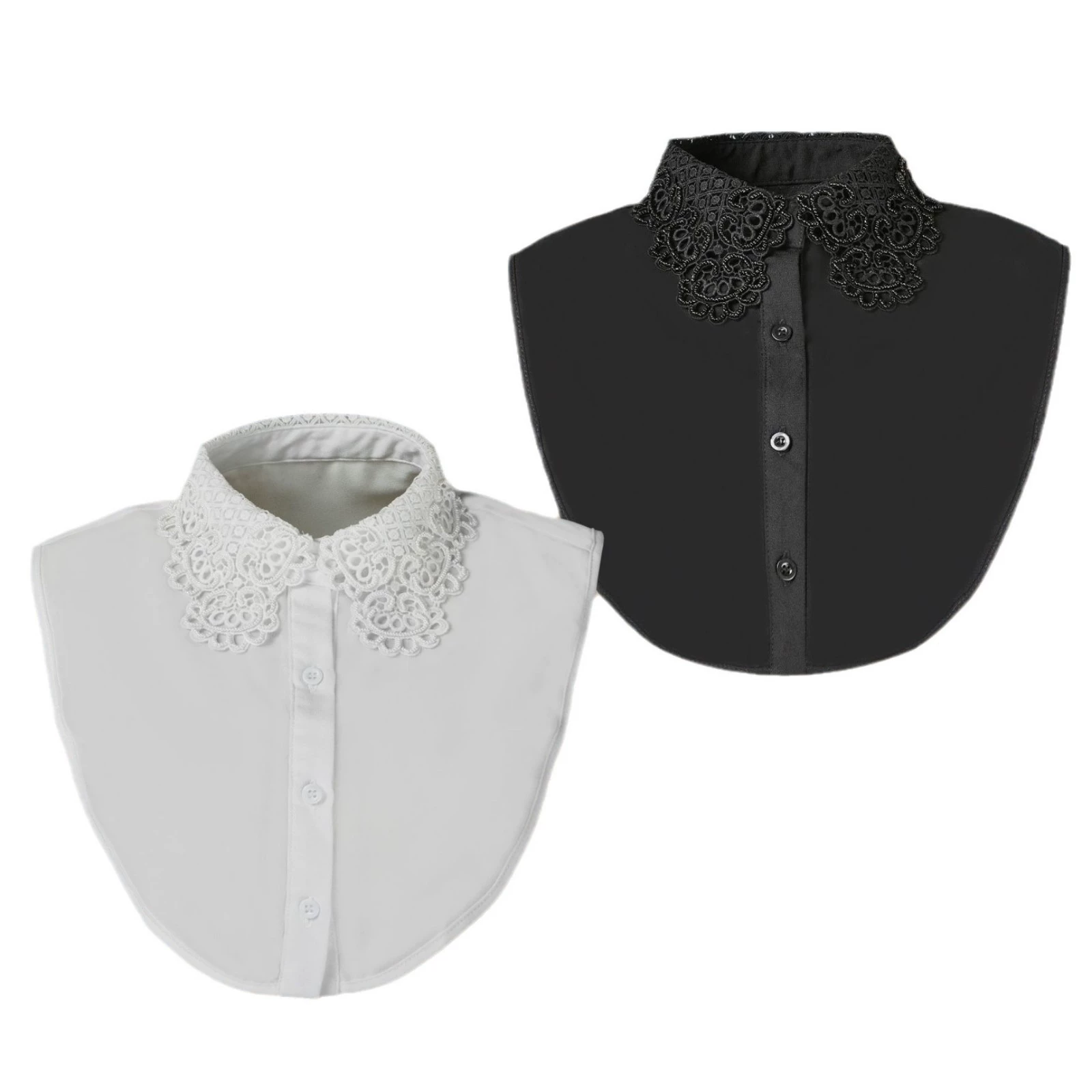 Autumn white shiffon black keep warm base shirt, false collar