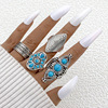 Turquoise set, ring, arrow, new collection, 9 pieces, flowered, cactus, on index finger