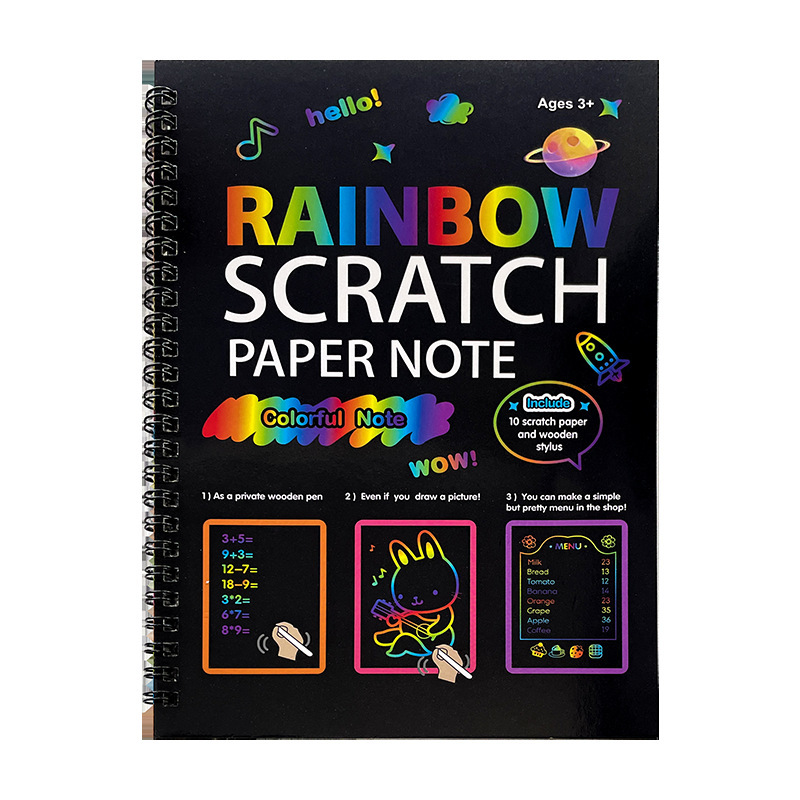 Cuaderno de pintura de agua de raspado colorido para niños Papel de pintura DIY dibujo creativo de raspado regalo de vacaciones graffiti