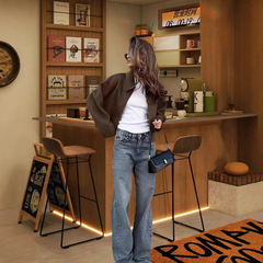 AliExpress Amazon 2025 ショートトップ多用途ラペル長袖ファッションルーズカジュアルレディースジャケット