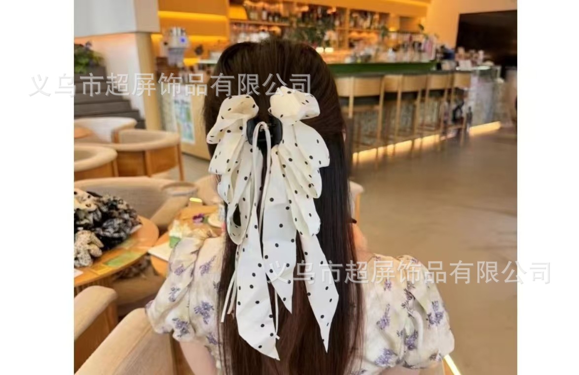 흰색 물방울무늬 리본 [그랩 클립]