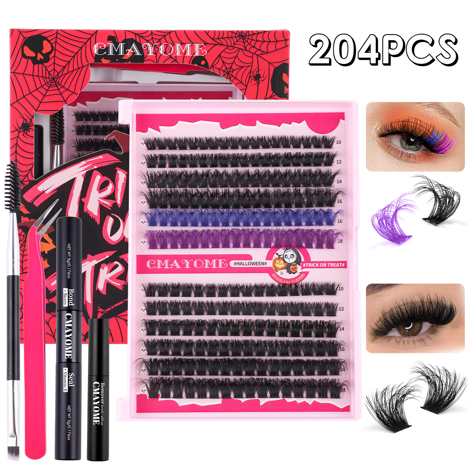 Cross border hot selling color D curved false eyelashes set 10 18mm DIY segmented European and American natural thick eyelashes_voghion.com