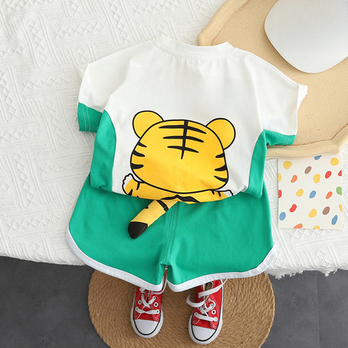 Boys' Summer Suit Set  New Children's Clothing Summer Short Sleeve Two-Piece Streetwear for Young Boys