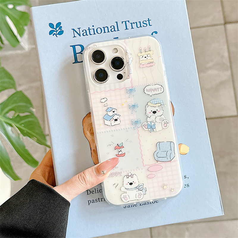 Estilo ins sofá de costura cachorro para Apple 16ProMax funda para teléfono móvil 15Pro lindo 14/13 femenino 15PM