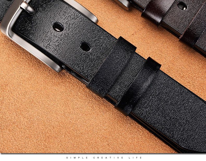 Men's Pin Buckle Leather Belt Business Casual Versatile Waistband Simple Fashion Cross-border Best Seller One-piece Dropshipping Custom Label