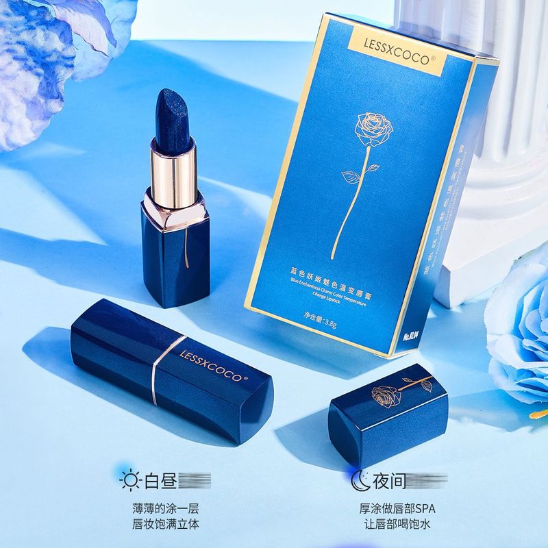 LESSXCOCO ブルー妖精チャーム色温度変化口紅秋と冬のリップクリーム口紅ベース女性卸売 KL04|undefined