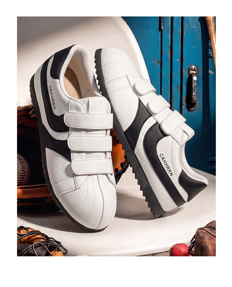Giày sneaker nam mũi tròn khóa dán kiểu Đức huấn luyện, đế bằng gót thấp 1–3 cm, phối màu trơn — A2862 màu trắng, A2862 màu vàng, A2862 màu đen chi tiết 16