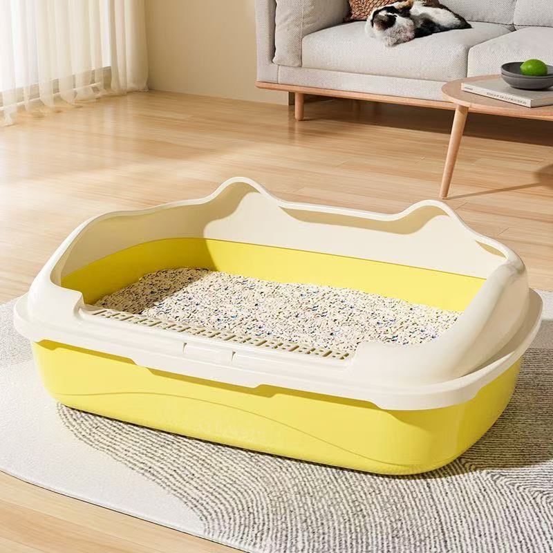 Pet Open Cat Sand Basin semicerrado desmontable anti-derrames excrementos de gatos inodoro de gatos para enviar pala de arena de gatos