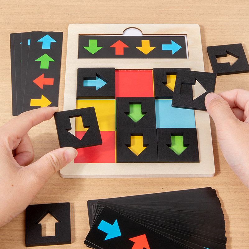 Dirección de madera, juego de color cognitivo, educación temprana, iluminación, entrenamiento intelectual, rompecabezas, bloques de construcción, juego de mesa, juguetes