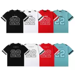 2024SS High Street Beauty Trendy AMIRI Letter 22 Printed high quality Cotton Loose Casual Short Sleeve T-Shirt for Men and Women