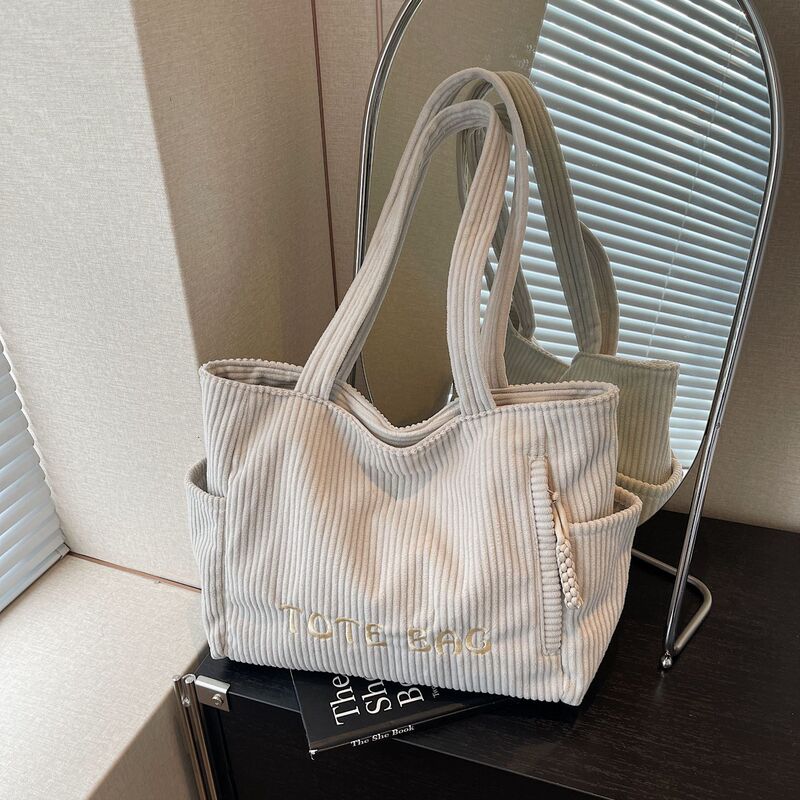 2026 New Corduroy Bag for Women, Casual Shoulder Bag, Lightweight Student Class and Commuting Bag, Large Capacity Tote Bag 2026 New Corduroy Bag for Women, Casual Shoulder Bag, Lightweight Student Class and Commuting Bag, Large Capacity Tote Bag