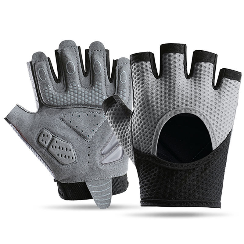 Guantes de fitness para hombres y mujeres, medio dedo, deportes al aire libre, antideslizante, resistente al desgaste, amortiguador suave, barra horizontal, guantes antideslizantes para montar