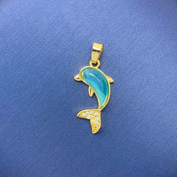 【124】 Blue and green dolphin*golden color