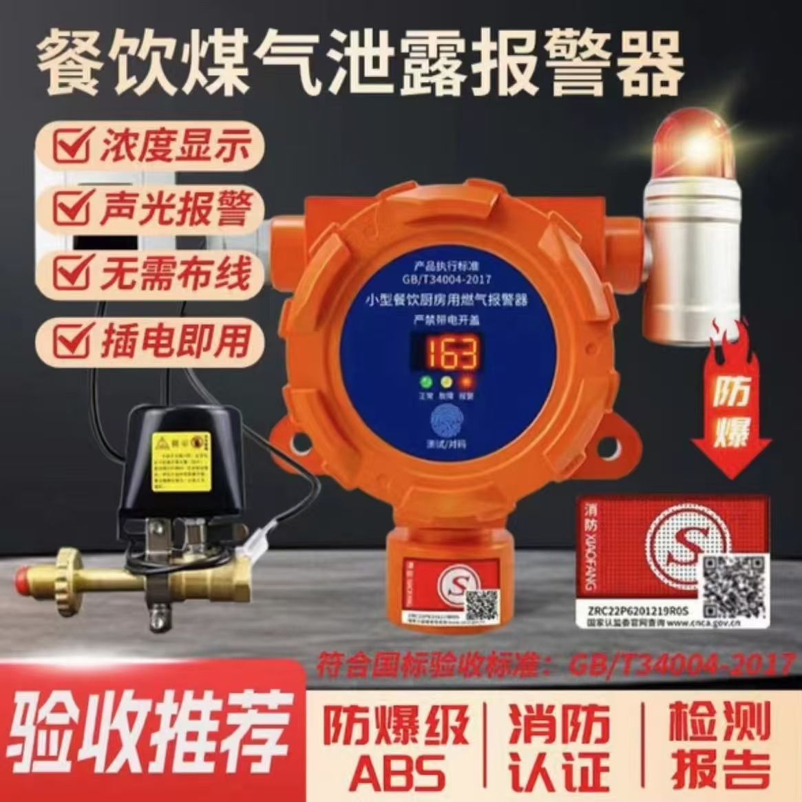 燃气报警器商用饭店餐饮可燃气体报警装置煤气丙烷液化气4G报警器