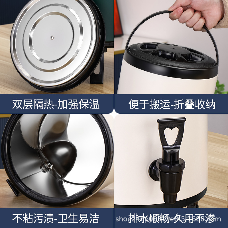 Cubos de té con leche de acero inoxidable tiendas comerciales de té con leche engrosan cubos de aislamiento térmico de espuma completa, cubos de agua potable multiusos de leche de soja engrosan el aislamiento térmico image 4