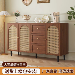 French Sideboard Modern Restaurant Tea Cabinet Kitchen Storage Cabinet Side Cabinet Simple Rattan Storage Cabinet Home Cabinet