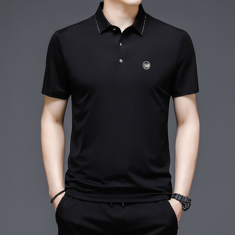 花公子2021夏季新款短袖男士刺绣短袖中青年POLO衫 翻领绣花t恤衫|ms