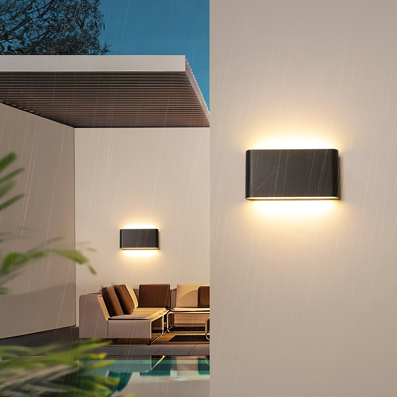 Modern minimalist LED wall lamp outdoor waterproof courtyard aisle ultra-thin living room bedside up and down luminous wall lamps