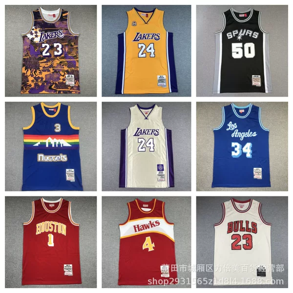 Wholesale Cross-Border Basketball Jerseys Spurs Warriors Lakers Raptors Trail Blazers Nuggets 76Ers Supersonics Embroidered Sportswear