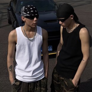Summer All-match Loose Rib Vest Sports Inner Wear Top Men's and Women's Trendy Street Couple Base Shirt Sleeveless T-shirt