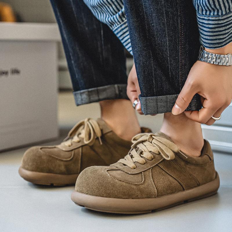 Men's 2025 Spring New Retro American Style Suede Soft Sole Casual Flat Lace-Up Waffle Shoes