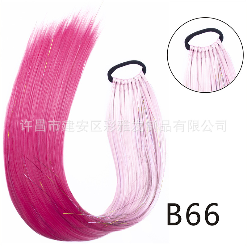 Comercio exterior transfronterizo láser de fibra química colorida cola de caballo 24 pulgadas trenzada de nueve hebras extensión de cabello cola de caballo simple y rápida