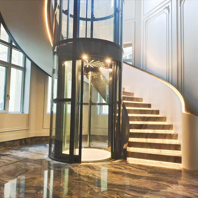 专业生产安装圆形电梯厂家 别墅家用观光电梯 圆弧形自动门 曳引s