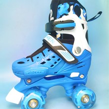 跨境双排四轮滑鞋工厂家儿童男女全闪光初学者成人旱冰溜冰鞋批发
