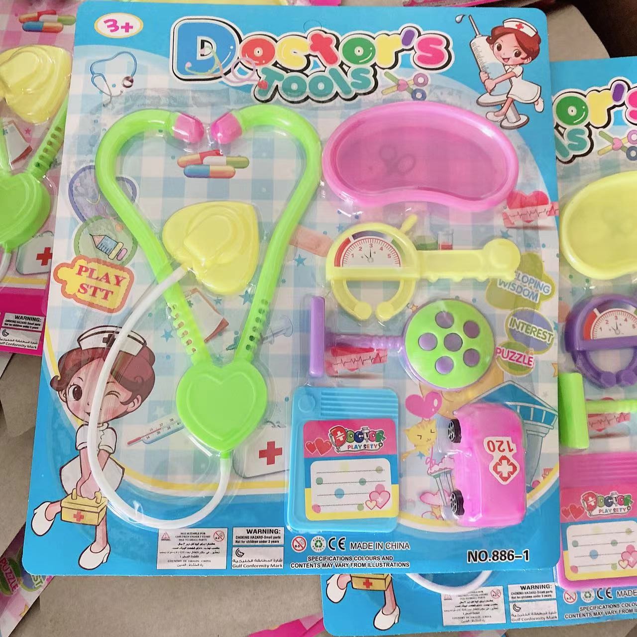 Los niños juegan casa simulación estetoscopio pequeño doctor educativo papel jugar equipo médico juguete 2 Yuan tienda traje al por mayor