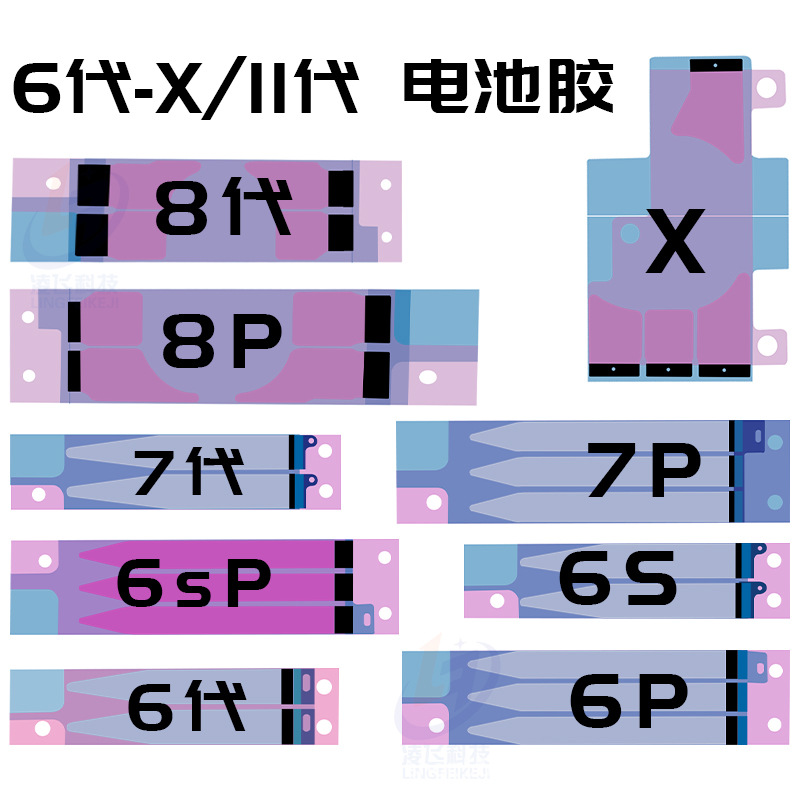 适用XR XSmax 6代电池背胶 8X6代6s7plus 11 pro max双面胶贴