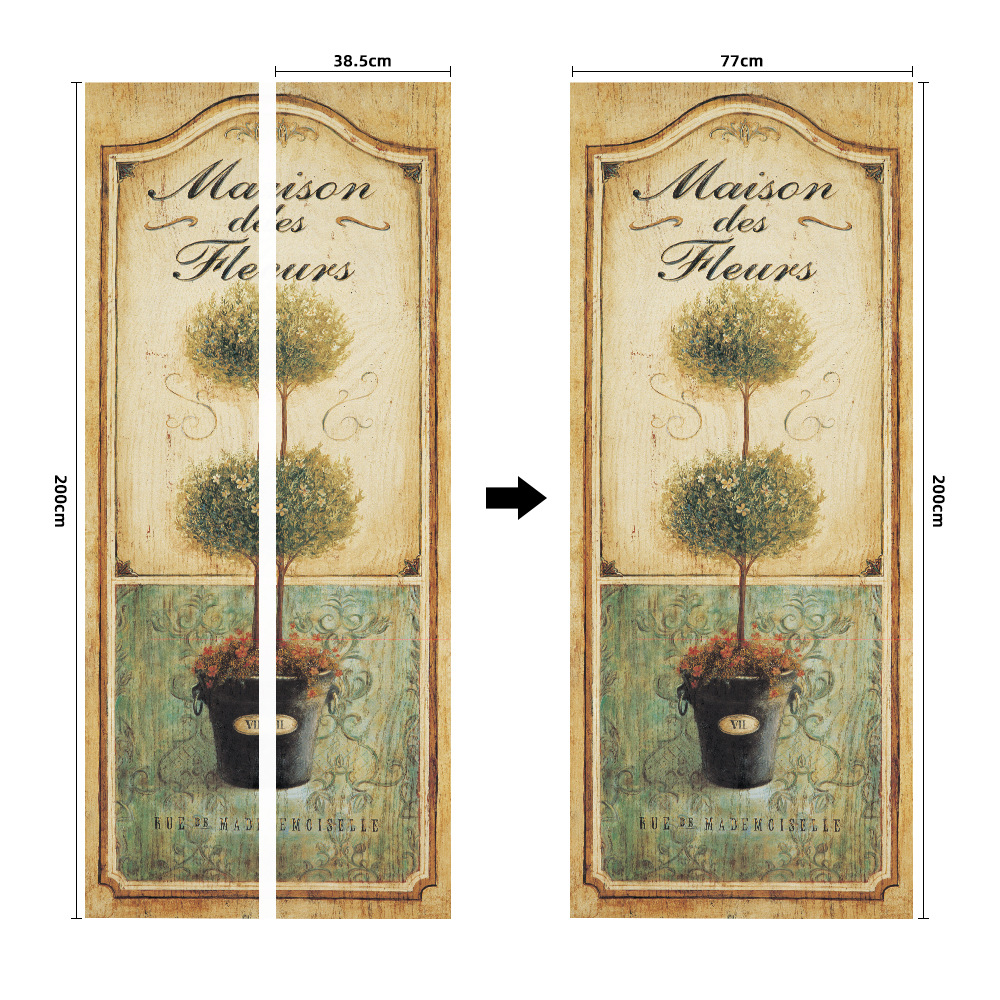 Pegatinas para puertas 3D respetuosas con el medio ambiente, autoadhesivos, fabricantes de origen al por mayor, patrones populares transfronterizos de alta definición, adhesivos para puertas impermeables, a prueba de aceite y antiincrustantes