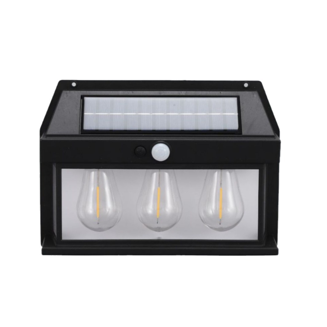 Lámpara de pared con sensor de cuerpo humano solar, iluminación LED impermeable al aire libre, lámpara de jardín de villa, lámpara de noche de tungsteno decorativa