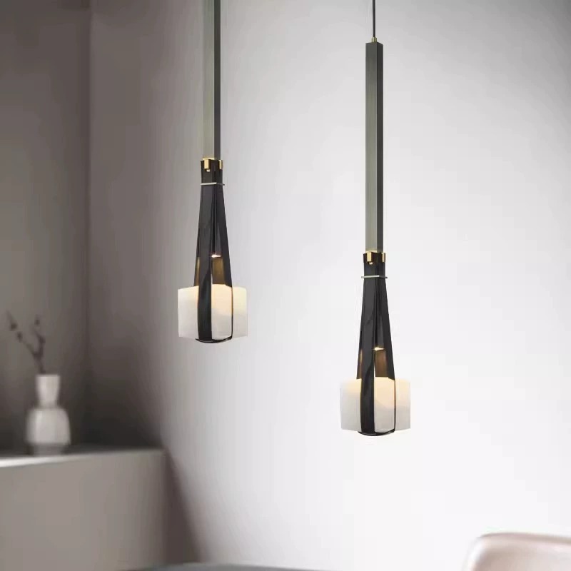 后现代轻奢棕色皮革餐厅吊灯设计师创意个性艺术吧台卧室床头灯具