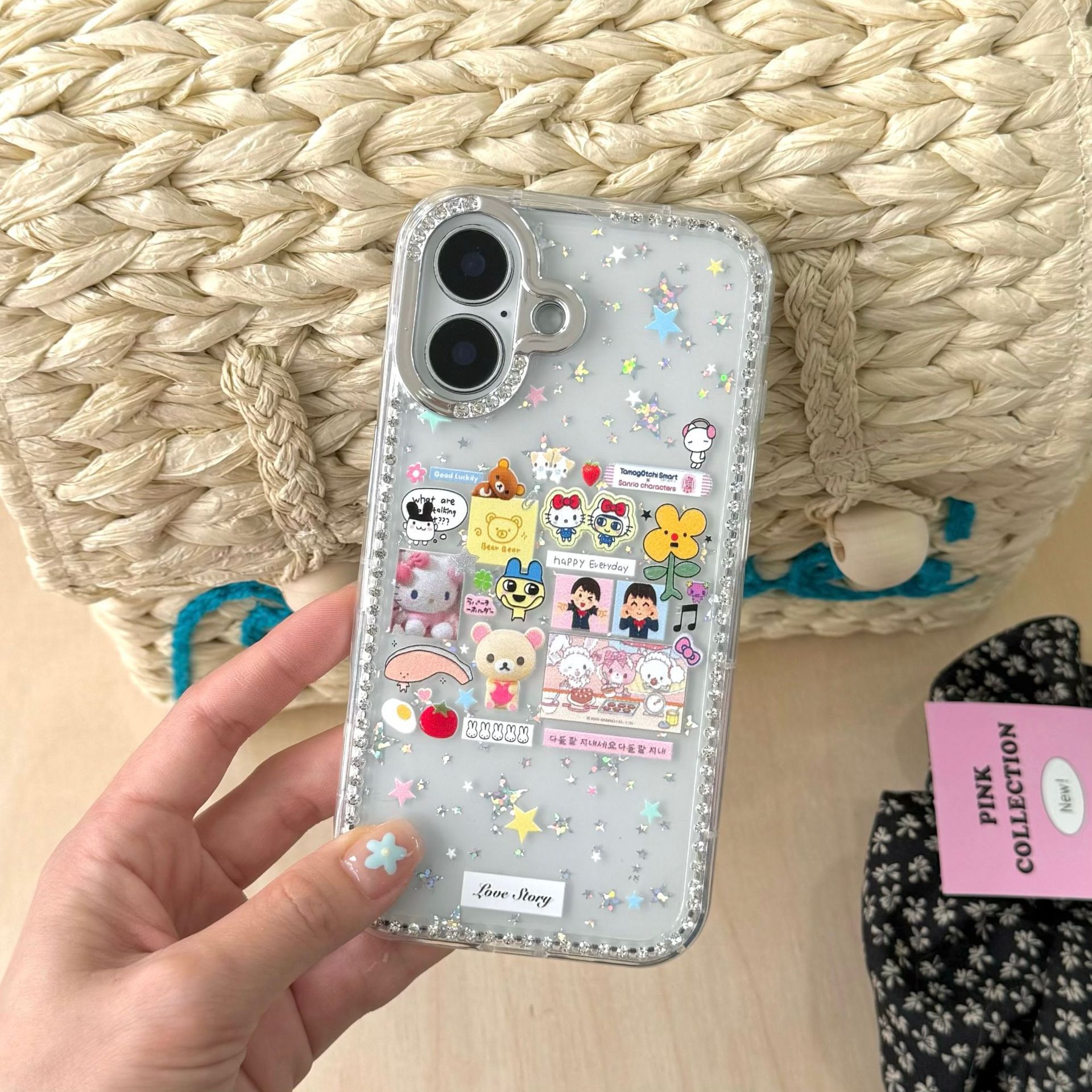 Interesante colección de dibujos animados lindo para iphone16ProMax Flash Diamond 14 Apple 15 funda para teléfono móvil 13 femenino 15PM