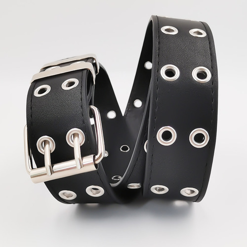 Factory Wholesale Double Exhaust Hole Girls Waist Belt European and American Popular Punk Style Jeans Belt Chain Decoration PU Belt 