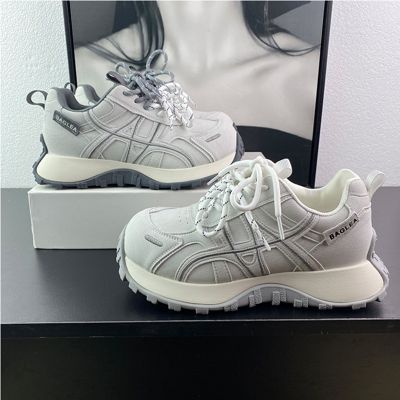 Genuine Leather Thick-Soled Cute and Quirky Round-Toe Dad Shoes for Women, 2026 Spring New Style, Comfortable Versatile Casual Sneakers Genuine Leather Thick-Soled Cute and Quirky Round-Toe Dad Shoes for Women, 2026 Spring New Style, Comfortable Versatile Casual Sneakers