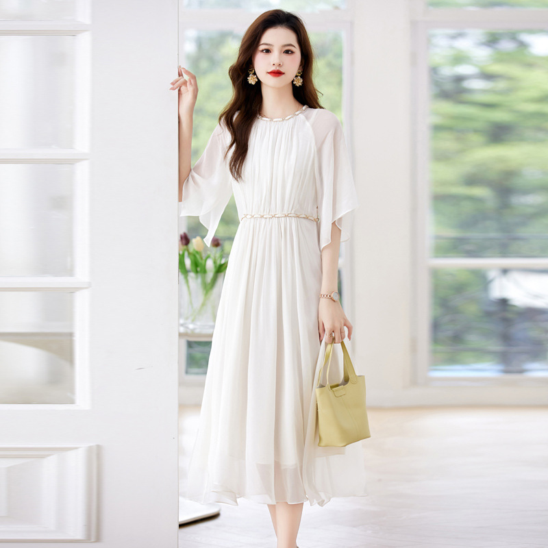 Spring and Summer New Style Elegant Silk Dress High-End Light Luxury Mulberry Silk Dress Light Luxury Style Dress