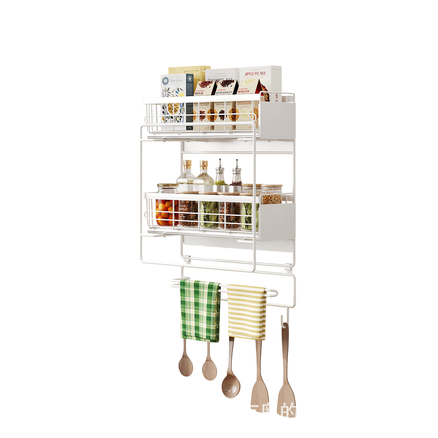 Estante de almacenamiento de refrigerador para almacenar artefactos mágicos en el lado de la pared lateral para artículos de cocina para el hogar, película de preservación de la pared lateral, percha colgante multicapa image 5
