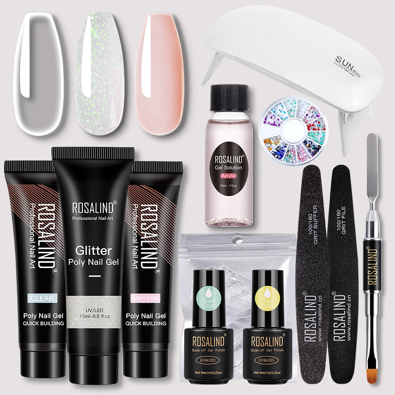 rosalind新款延长胶工具套装3只装 水晶透色甲油胶光疗胶 polygel