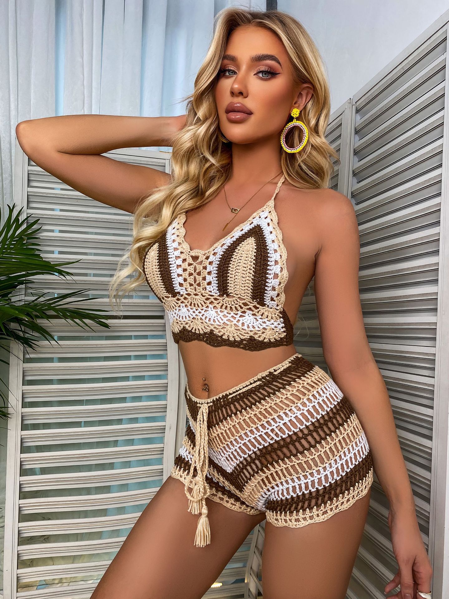 Set bikini all uncinetto stile bohémien due pezzi mare donna_voghion.com
