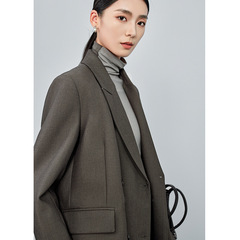 高级感轻奢西装领长袖纯色西装女2025秋季新款小个子气质休闲上衣