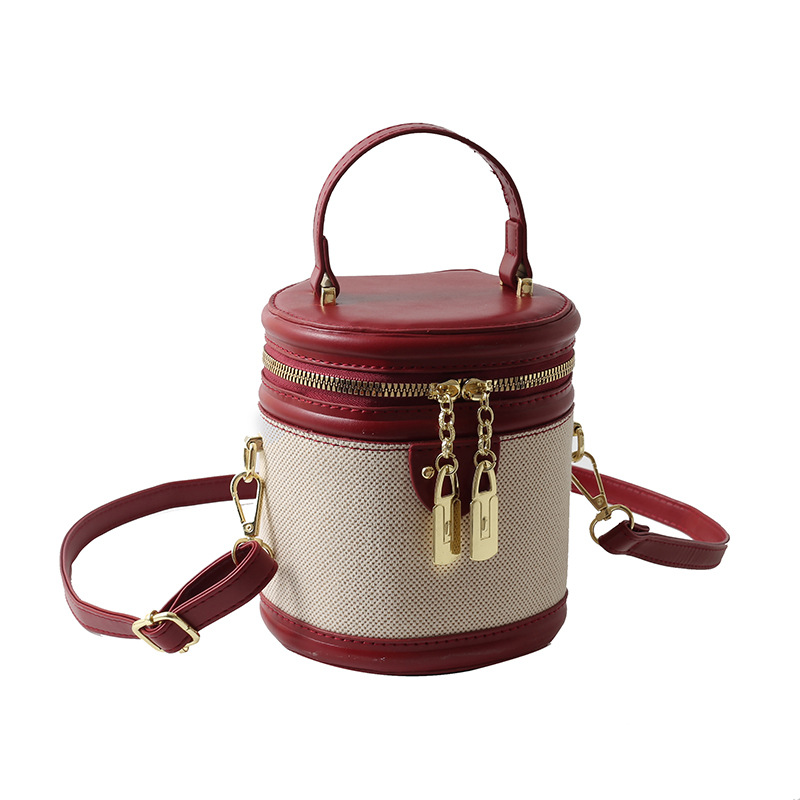 Bolso de cubo de costura de bolso de estilo occidental transfronterizo 2025 nuevo bolso de hombro de color de contraste de moda bolso de mensajero de sentido avanzado