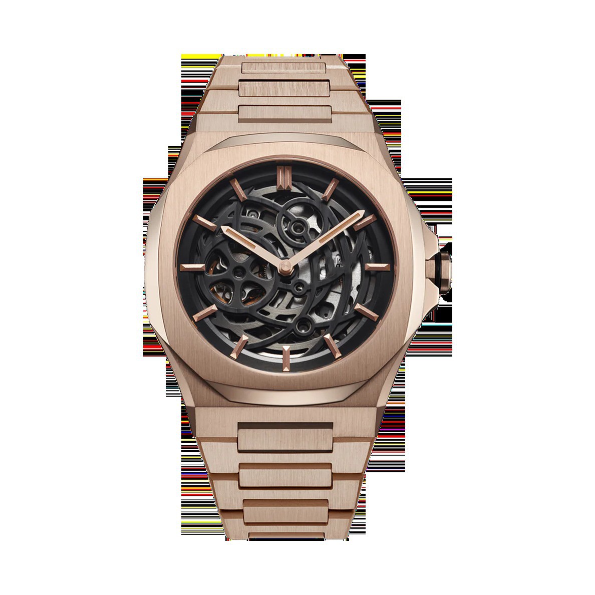 D1 reloj mecánico hueco con esqueleto de Milán reloj mecánico masculino impermeable reloj mecánico hueco de acero inoxidable