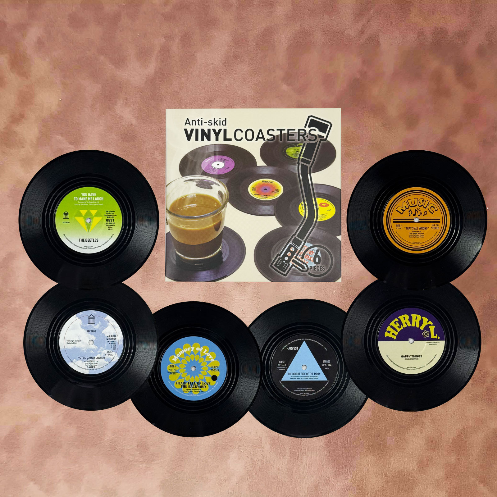Cojín de disco de vinilo retro Cojín de plato de pastel de dim sum de tamaño mediano, aislamiento térmico, antideslizante, fabricante de posavasos de café y té nfc