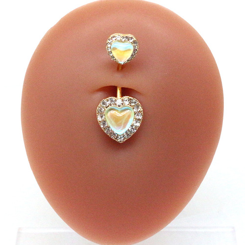 Gabby European and American cross-border heart-shaped navel ring navel ornaments navel nails stainless steel navel ring body piercing jewelry
