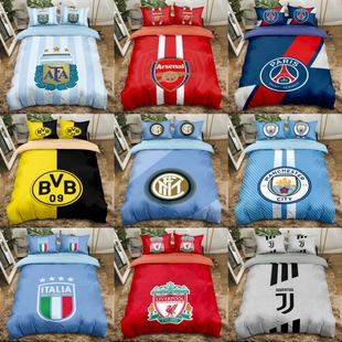 World Cup Football Team Emblem Bed Four-Piece Quilt Cover Fan Boy Student Dormitory Bedding Three-Piece Set