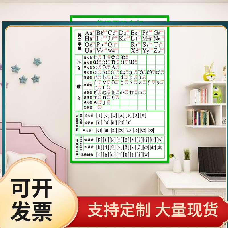 JZ05批发小学生幼儿园一年级26个英文字母大小写表贴墙汉语拼音字