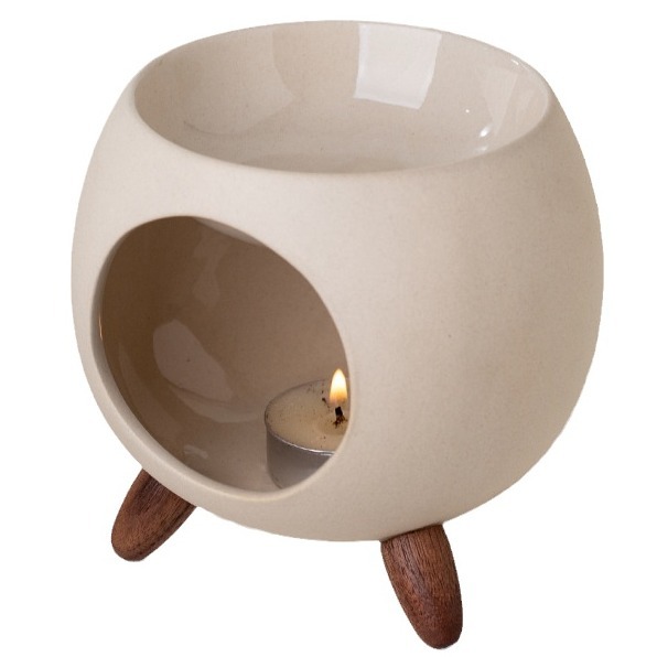 Yuanwang Ceramics Horno de gas de tres patas personalizado Perla/Vela de esmalte de arena gruesa Aromaterapia de cerámica Lámpara de aceite refinado Horno de té image 6