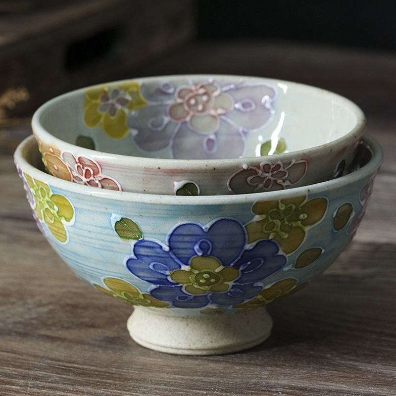 Japanese-style hand-painted ceramic bowl for lovers, Japanese-style rice bowl, dessert bowl, wedding gift